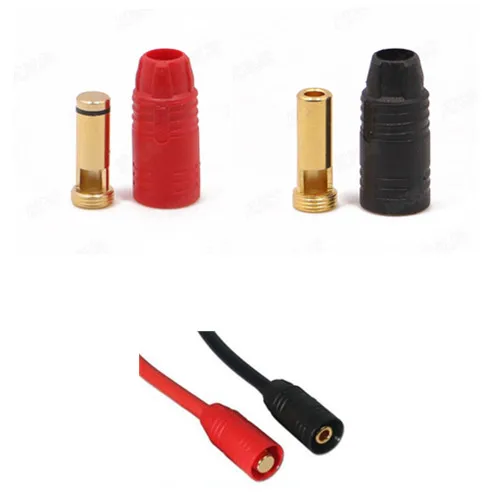 Enchufe Banana chapado en oro Amass AS150, macho/hembra de 7mm para batería de alto voltaje, rojo/Negro, 1 Juego