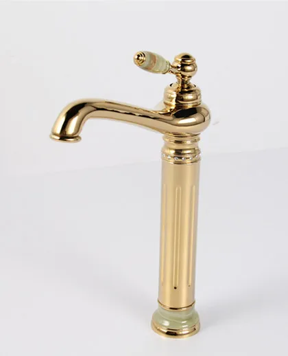 EMS(DHL) Free shipping  Ti-PVD Finish Brass Bathroom  tall vessel sink  stone crystal Faucet mixer tap