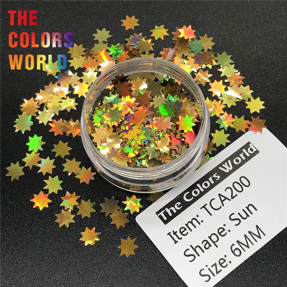 TCT-230 Holographic Sun Shape 6MM Nail Glitter Nail Art Decoration Makeup Nail Gel Face Glitter Handwork Henna DIY Accessorie