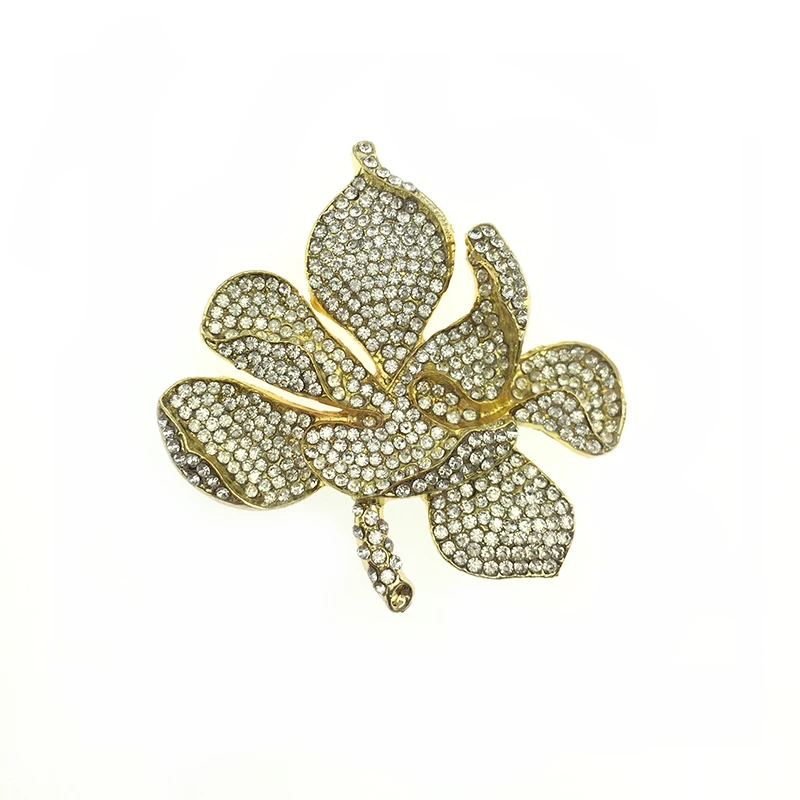 10pcs a lot Bride Wedding Lotus Brooch with Clear Austria Crystal for Bridesmaid Flower