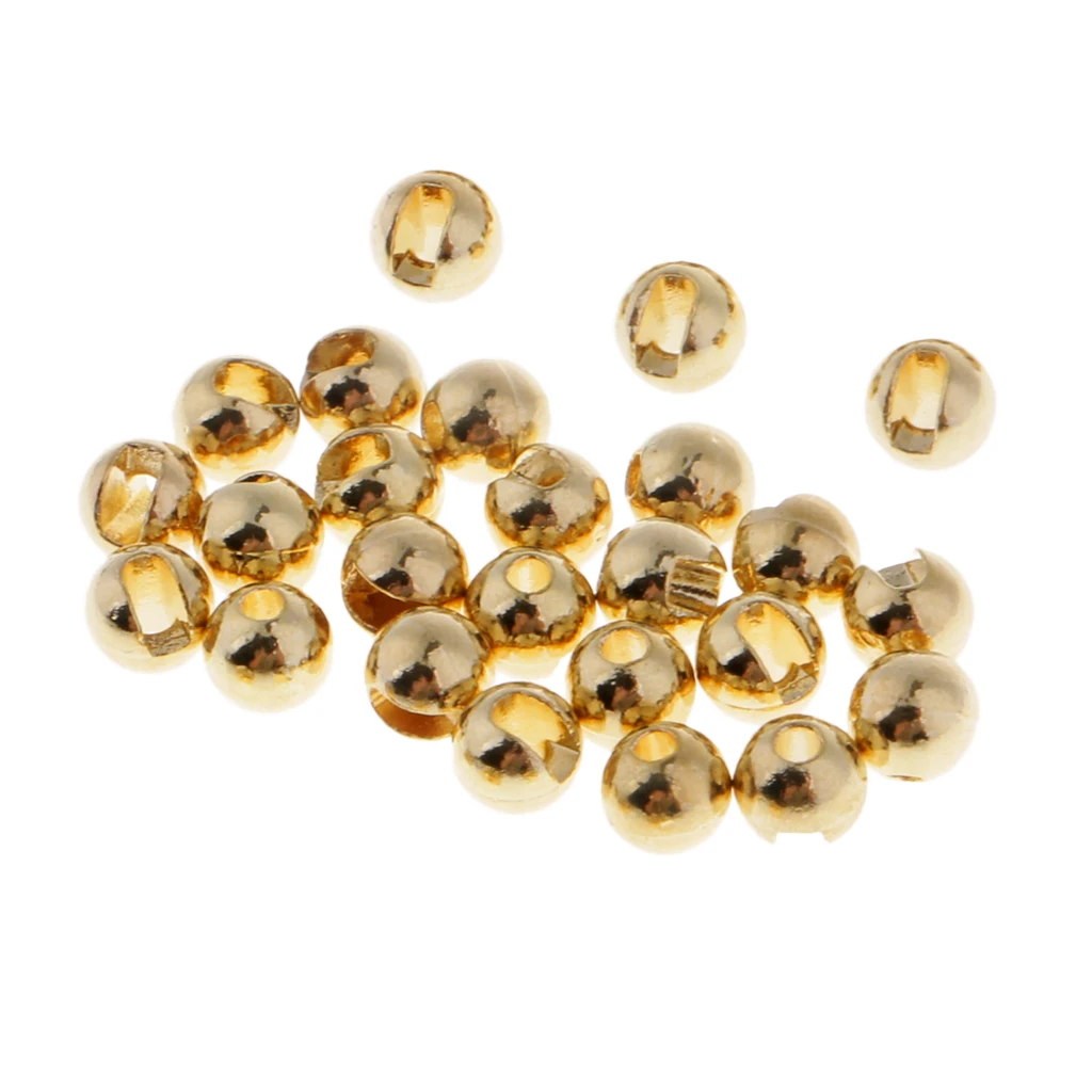 25pcs Slotted Tungsten Fly Tying Beads 2.8mm Nymph Head Ball Fast Sinking Nymph Eyes Gold Fly Tying Materials Fishing Accessory