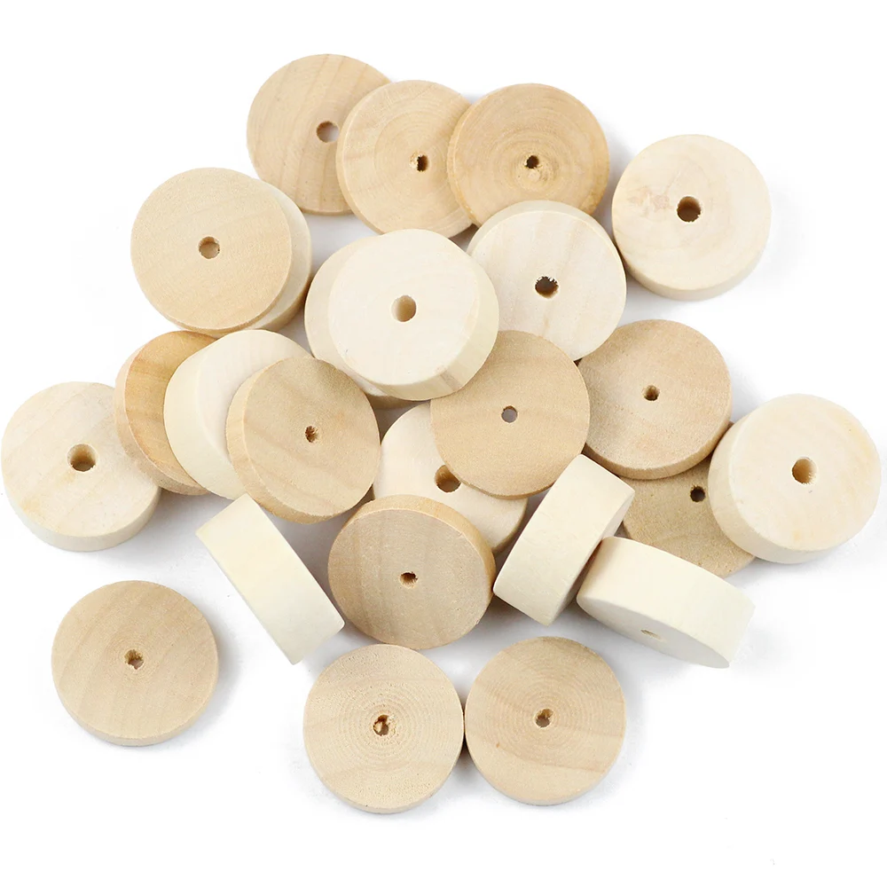 JHNBY 24mm DIY Round Spacer Wood Beads Eco-Friendly Natural Color Wooden Beads for Jewelry necklace bracelet Making Findings toy