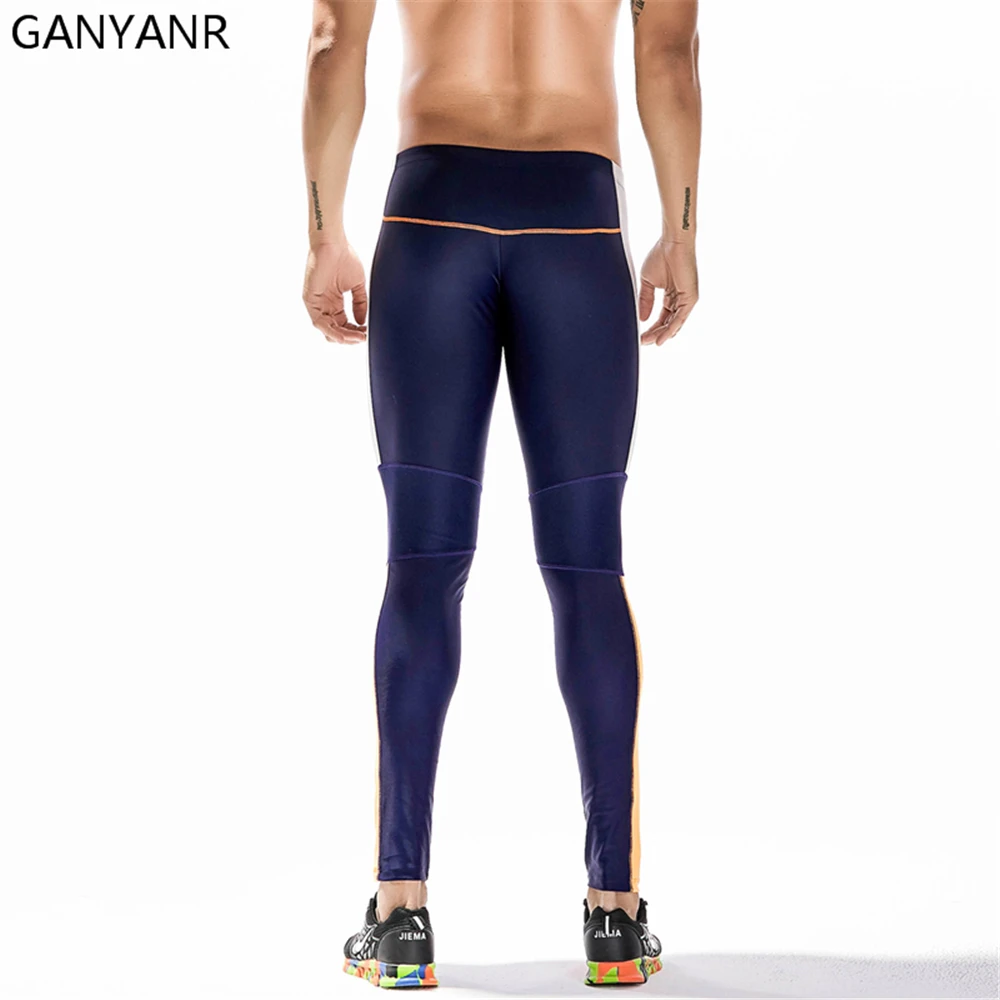 GANYANR Brand Running Tights Men Compression Pants Gym Leggings Slim Trousers Athletic quick Dry Bodybuilding Basketball Yoga