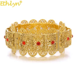 Ethlyn Jewelry Big Bangle for Women Gold Color Dubai Jewelry Ethiopian Bracelet Red/Blue/Green/White Arab Middle East Style B069