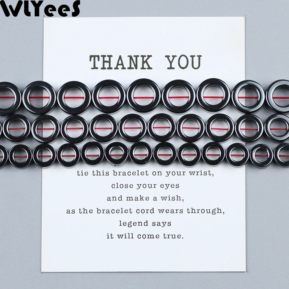WLYeeS Natural Stone round Black Hematite bead Circle shape loose beads for Jewelry Bracelet earring Pendant Necklace Making DIY