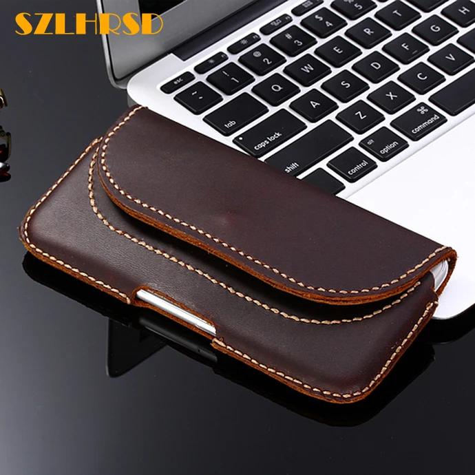 

SZLHRSD Vintage Belt Clip Phone Bag for Samsung Galaxy Note 9 8 7 6 5 4 3 S5 S4 i9500 Case Genuine Leather Holster