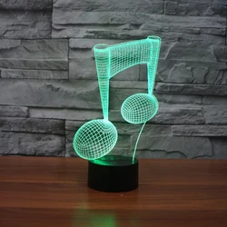 7 Colors Changeable 3D USB LED Lamp Novelty Design Music Note Home Decor Touch Switch Nightlight For Music Lovers Holiday Gift