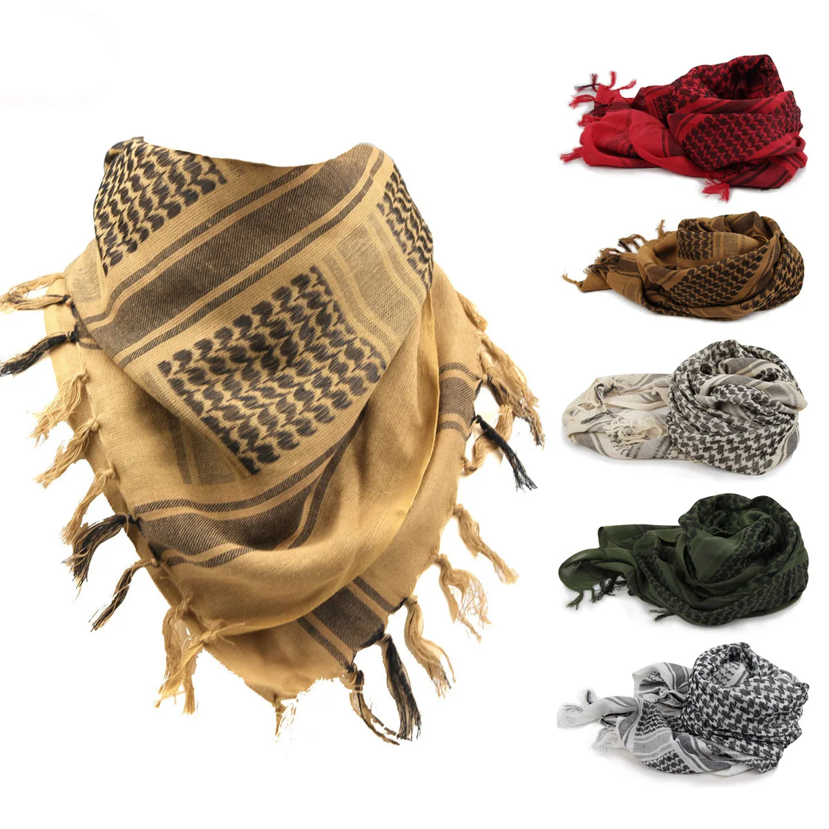 100%Cotton Thicker Arab Scarves Men Winter Keffiyeh Windproof Scarf Muslim Hijab Shemagh Tactical Desert Square Wargame