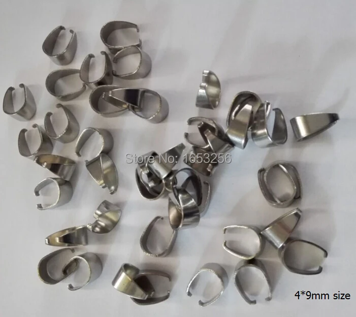 

Size 4*9mm Lot of 1000pcs Stainless Steel Pendant hook Pinch Clip Clasp Bail Connector finding Fit necklace