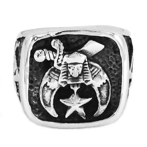 New Design Shriner Masonic Ring Stainless Steel Freemasonry Skull Moon Star Biker Men Jewelry Gift SWR0409A