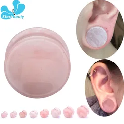 2Pc Pink Quartz Organic Stone Flesh Tunnels Ear Plugs Ear Gauges Expander Stretcher Plus Size Ear Expander Body Piercing Jewelry