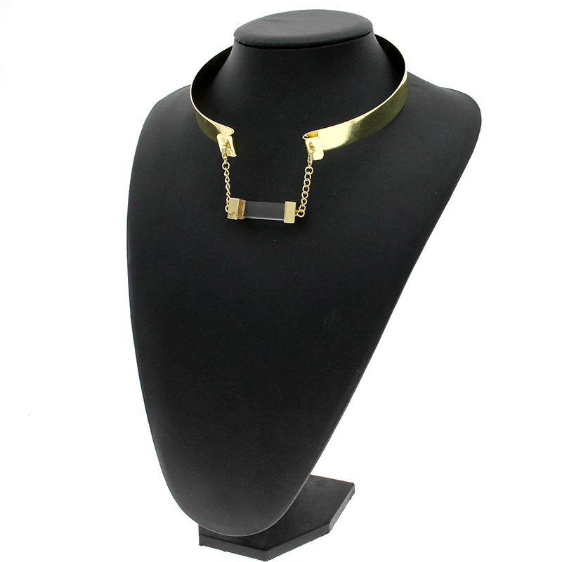 MANILAI Alloy Torques Choker Necklace Gold Color Fashion Acrylic Pendants Bib Collar Statement Necklaces For Women Maxi Jewelry