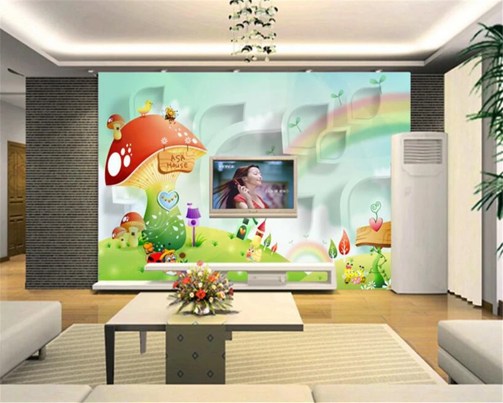 Beibehang Custom photo wallpaper 3D cartoon murals cartoon house rainbow fashion children room wallpaper painting papel parede