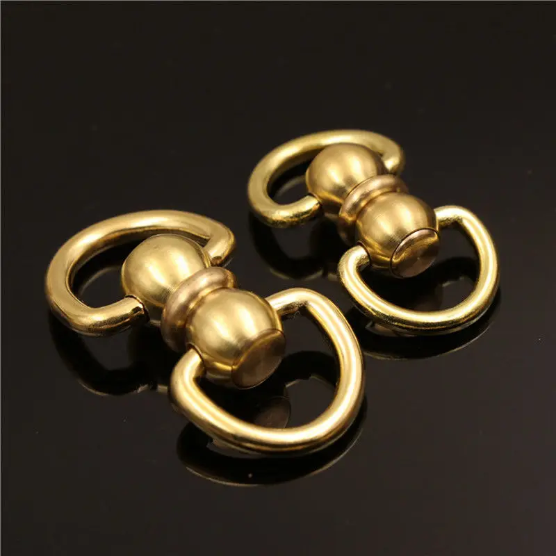 1piece Solid Brass Swivel Eye Rotating Connector Double End D ring for Keychain Key Ring Wallet Fob Clip connecting