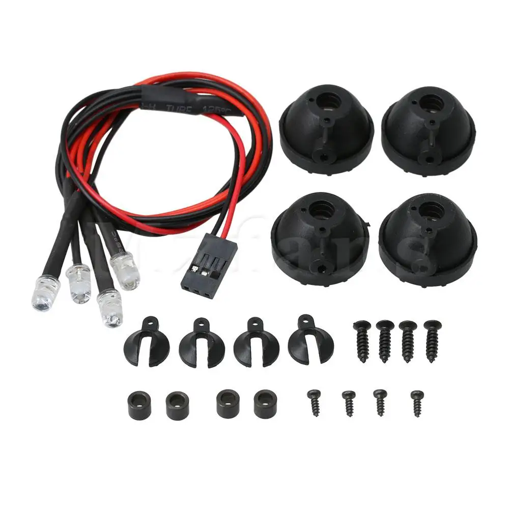 Mxfans   5V 4 White LED Light 22mm Diameter Large Light FZ0029 Buckets Mount Set for RC 1:10 Rock Crawler Climbing Car