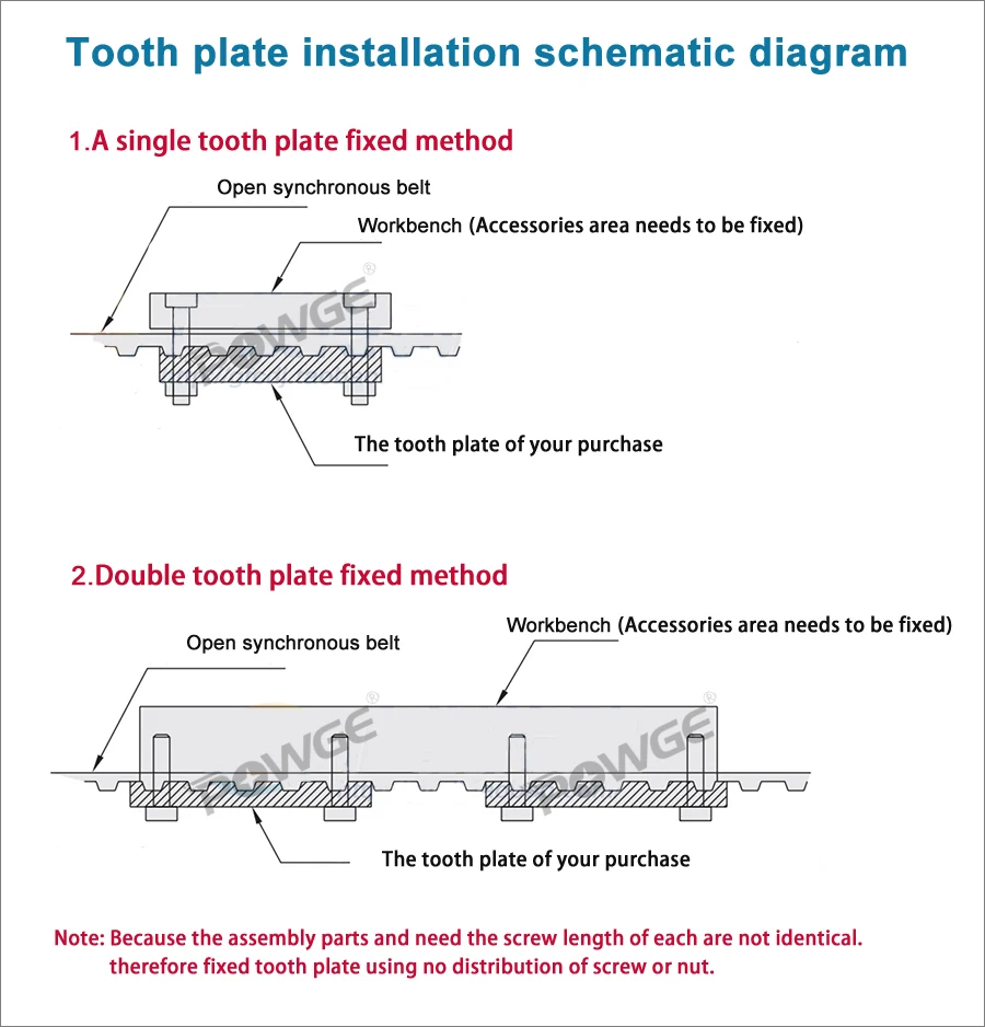 Imagem -04 - Powge Placa de Dente de Alumínio Htd 8m Std S8m para Correia Síncrona Aberta Htd8m Correia de Sincronização Fixa Conexão Cnc Placa de Dentes