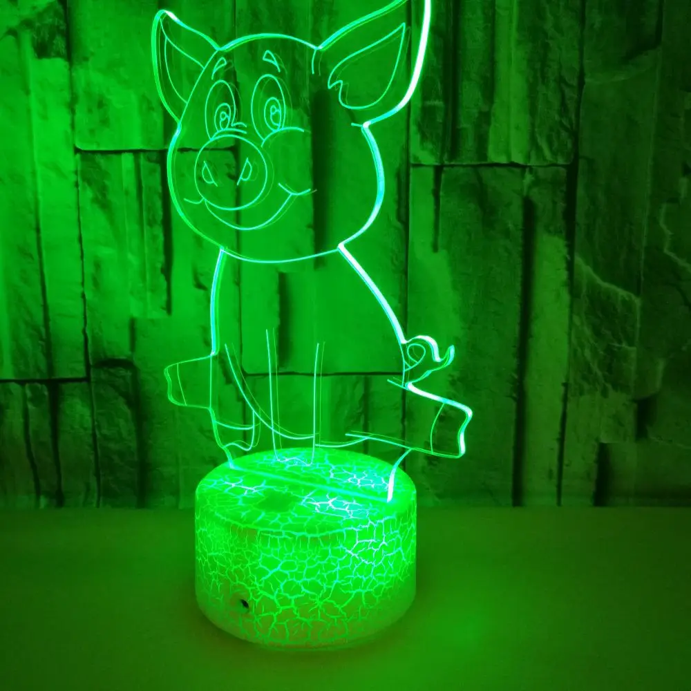 Cartoon Piglet 3d Lamp Colorful Touch Led Visual Led Night Light Decoration Atmosphere Small Table 3d Light Fixtures