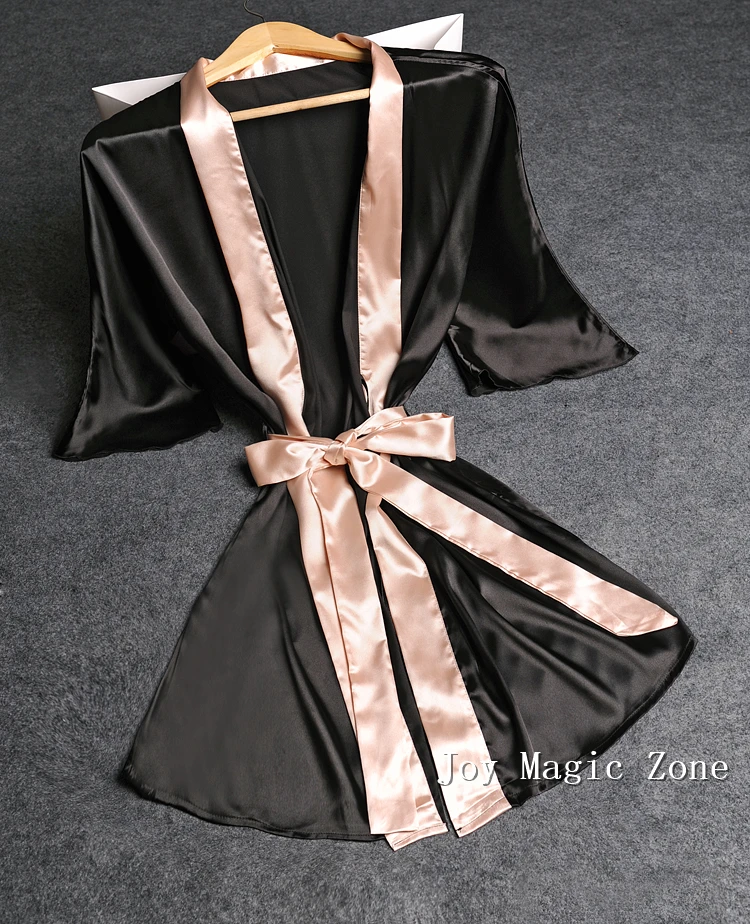 

yomrzl summer women's robe black indoor clothes half sleeve sleepwear bathrobe Valentine's Day gift L513