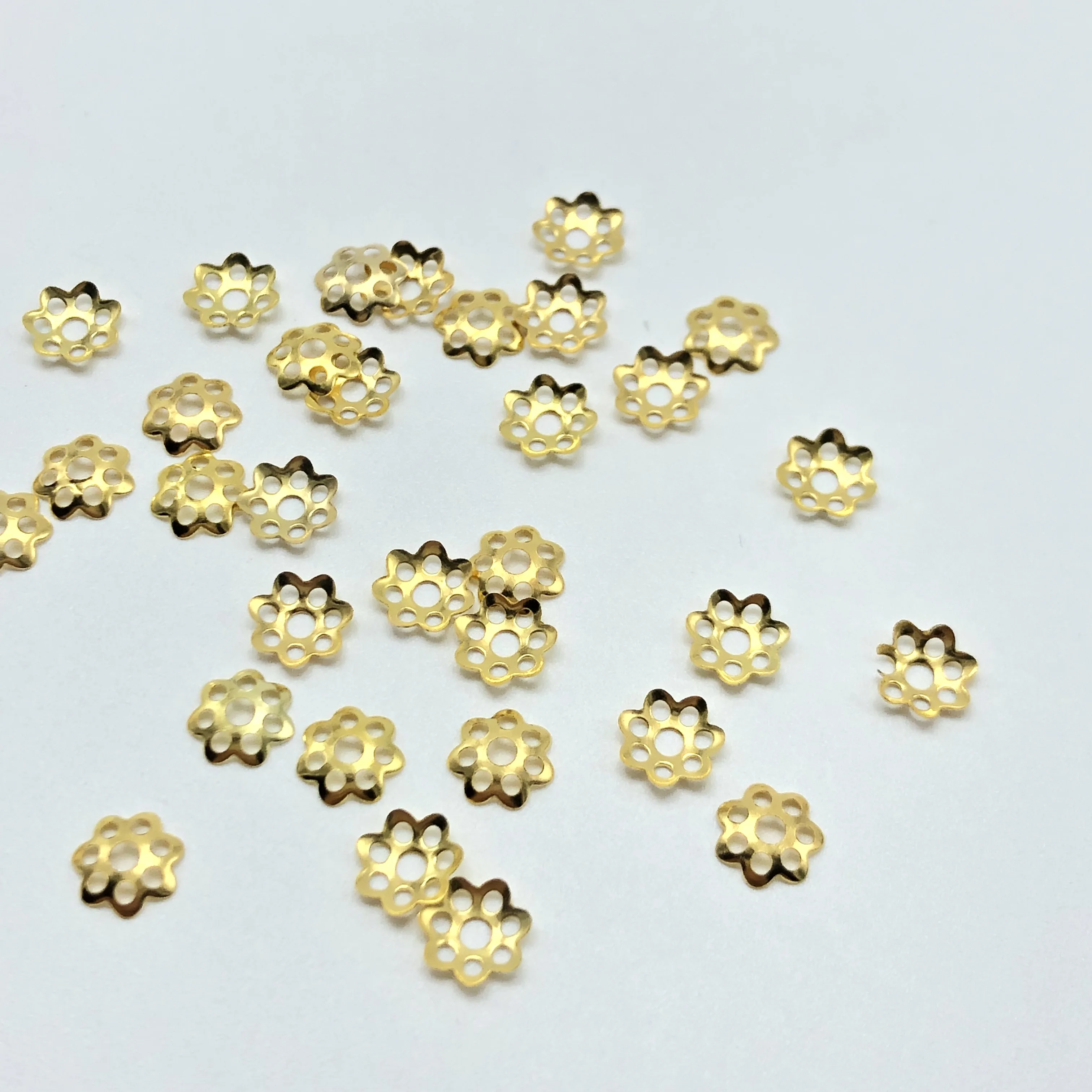 JunKang 1000pcs/lot 6mm 8MM Silver/Gold Flower petal End Spacer Caps Charms Bead Cups Making Spaced Apart Jewelry findings