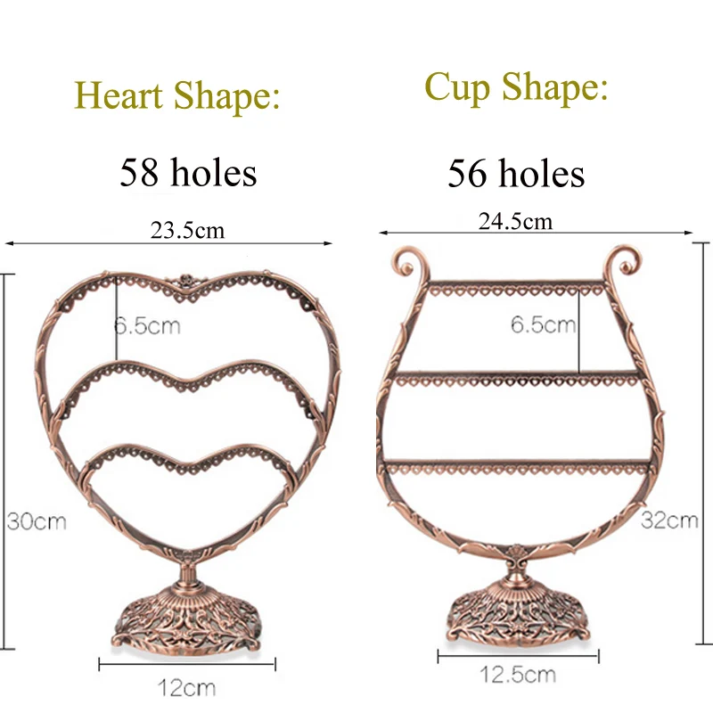 

Top Metal Earring Srorage Earrings Organizer Fashion Cup Shape Heart Shape Earring Holder Jewelry Display Necklace Display Rack