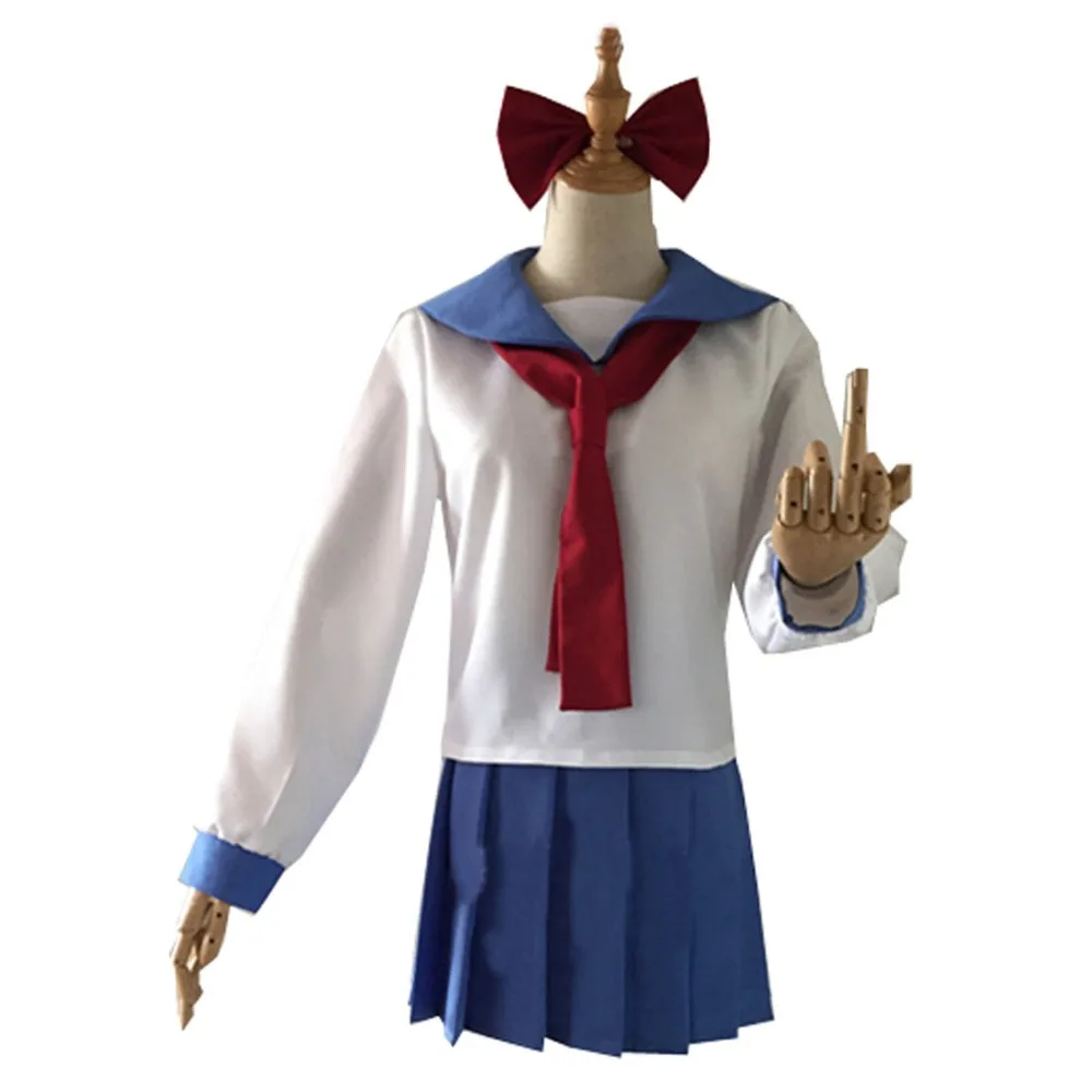 2018 Anime Women POP TEAM EPIC Poputepipikku Popuko Pipimi School Sailor Uniform Cosplay Costume Headwear