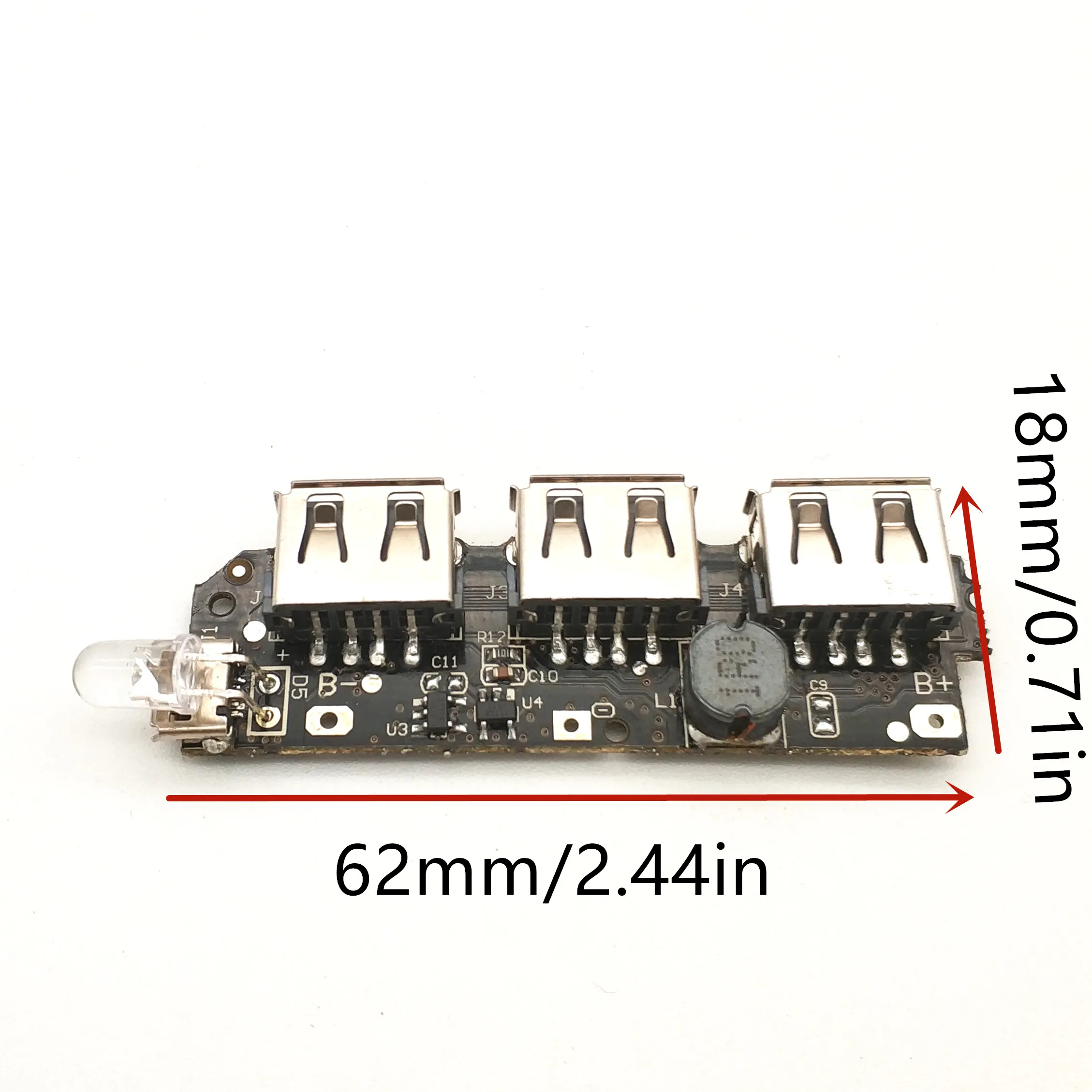 3 USB Power Bank pcb li ion Battery Module Circuit Board Step Up Boost DIY 5v2.1a charger Dropship