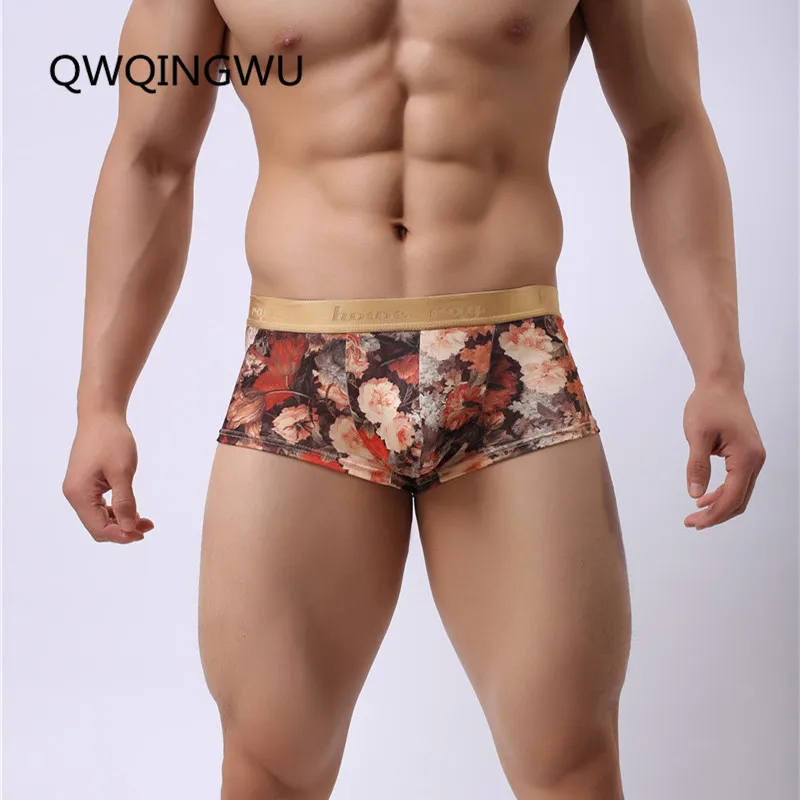 High Quality Men Boxers Shorts Mens Novelty Flowers Print Underwear Brand Sexy Fashion Boxers Underpants Low Waist Boxers