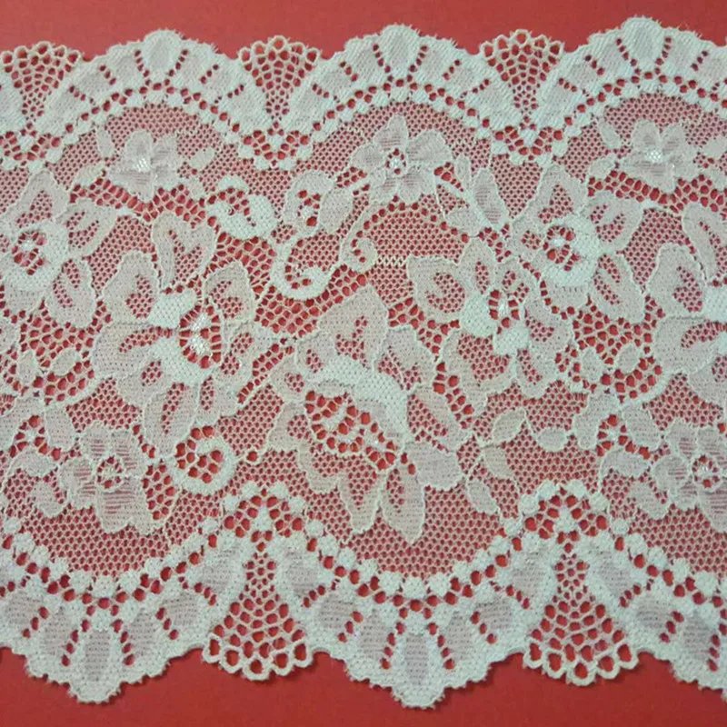 White Stretch Lace Black Apparel Sewing Lace Fabric For Wedding Dresses Wholesale Elastic Lace 14cm Wide Craft Supplies