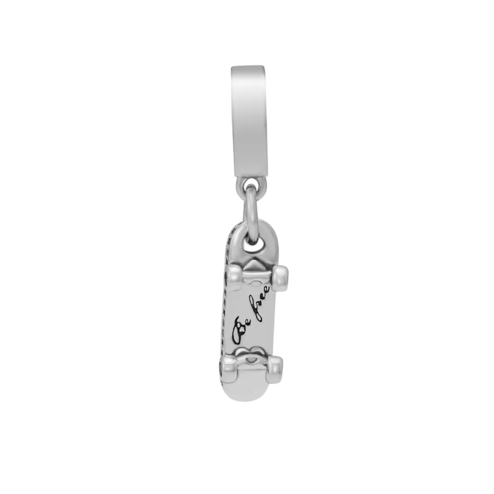 Be Free Skateboard Dangle Charm Fits Woman Charm Bracelet & Choker Sterling Silver Jewelry Beads For Jewelry Making