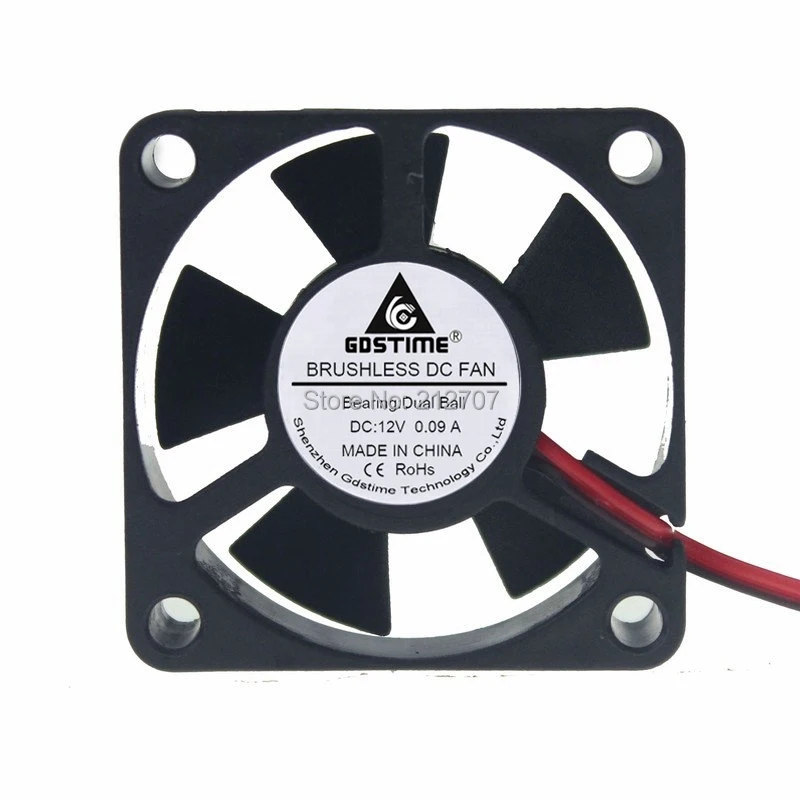 100Pcs Gdstime DC 12V 2Pin Mini 35mm 35x35x10mm Double Ball Bearing Brushless Motor Cooling Fan