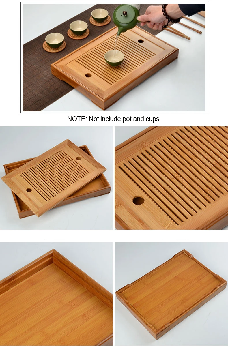 Natural Bamboo Tea Tray Rectangular Traditional Puer Wooden Tea Tray Chahai Tea Table - Image 5
