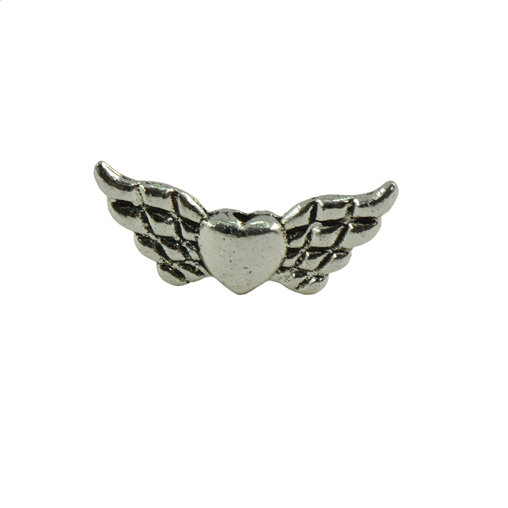 50 Pieces/ Lot Angel Wing Loving Heart Charms Loose Spacer Beads Jewelry DIY Findings Crafts Antique Mental
