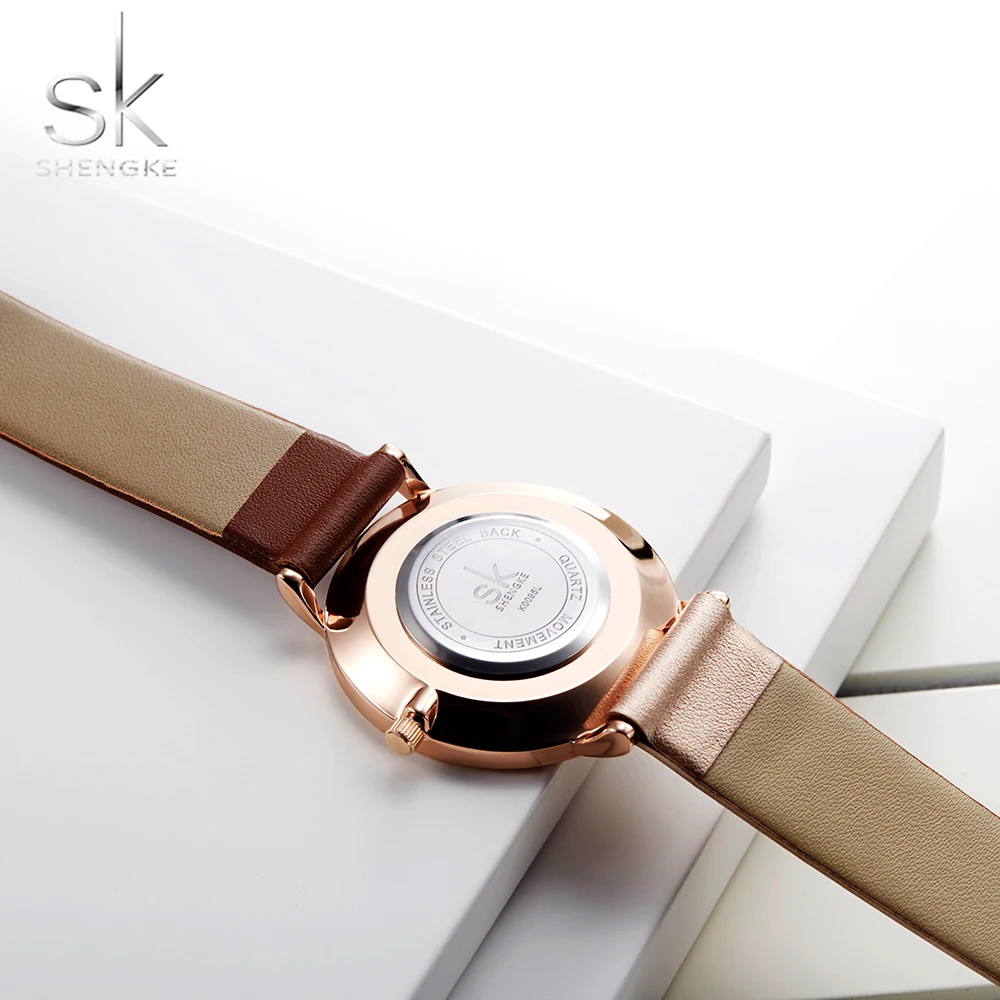 SK orologi in pelle di lusso da donna orologi al quarzo moda creativa per Reloj Mujer 2019 orologio da polso da donna SHENGKE relogio feminino