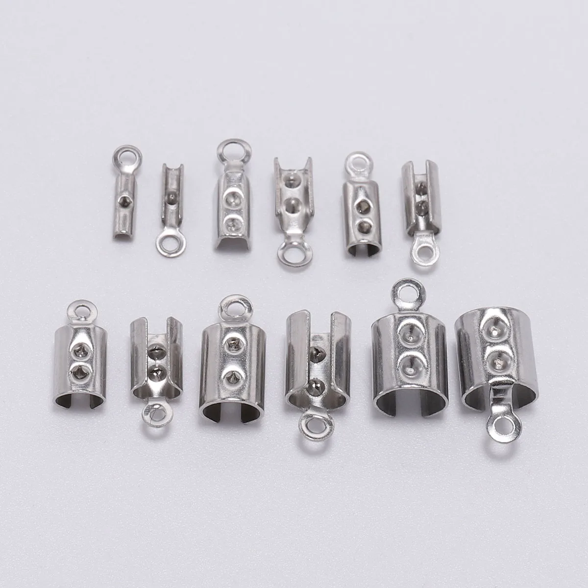 

50pcs 1-5mm Stainless Steel leather Cord Crimp Beads End Caps Fastener Bracelet Necklace Connectors For Jewelry Making Supplies