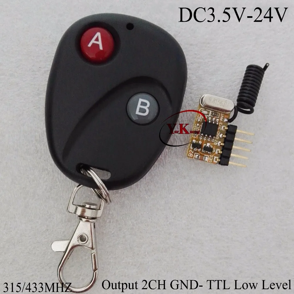 2 CH  RF Receiver Module 2CH GND- TTL Low Level Mini Remote Control Switch 3.6v 4.2v 4.5v 6v 7.4v 9v 12v 14V 16V 18V 24V 315 433