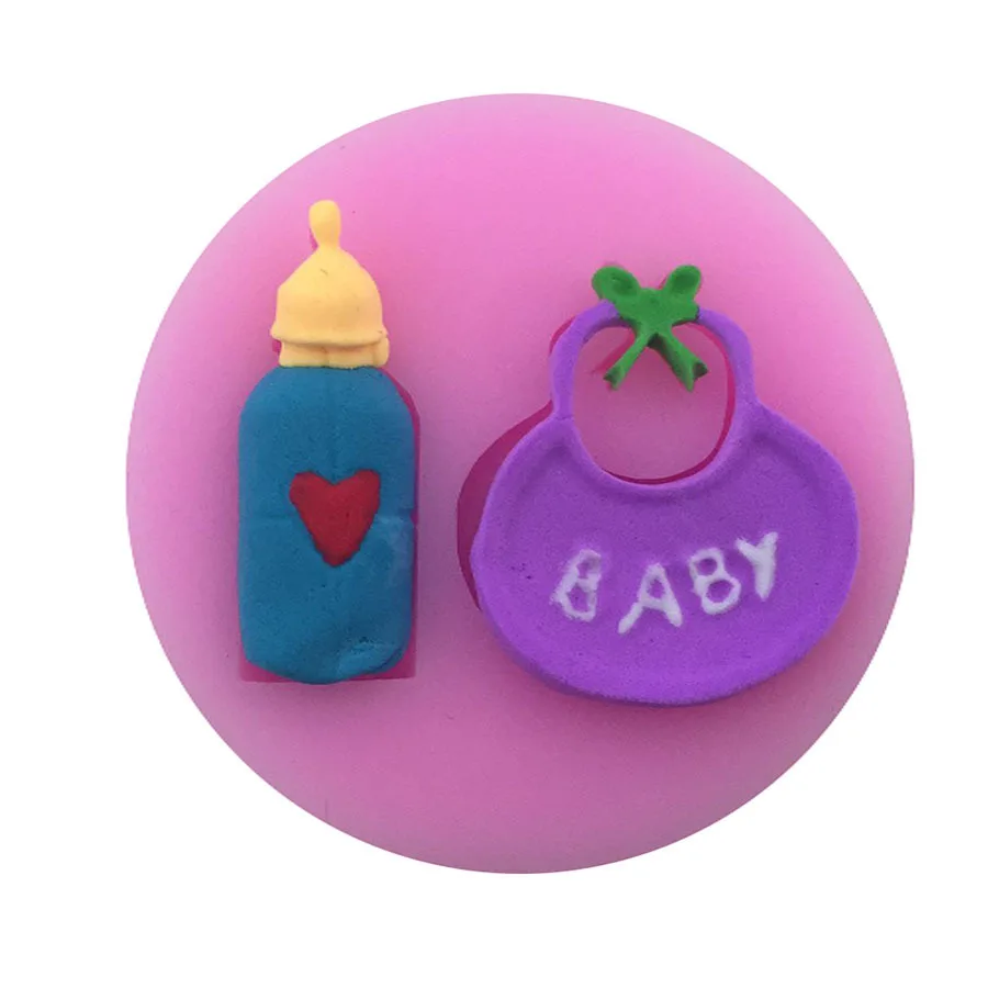 Baby Saliva pocket and bottle silicone mold  chocolate fondant cake decoration tools kitchen Baking accessories T0725