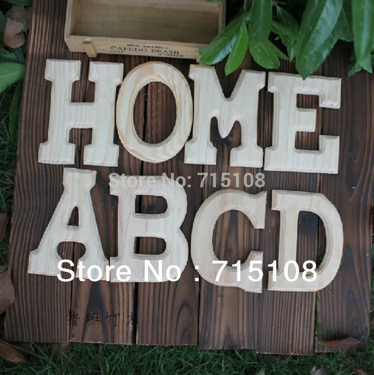 Zakka Wooden Letters Wall Sticker Decorative Alphabet A-Z Wedding Gift  Wall Coffee Store Decor Letter Size15cm High