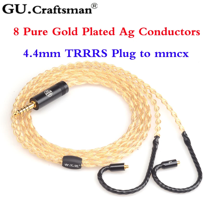 

Кабель для наушников GUcraftsman Gold 8 mmcx 0,78 мм 2Pin w80 xelento AK T8iE a18/u18 Oriolus re2000 LCDi4 LS400 JH11 pro