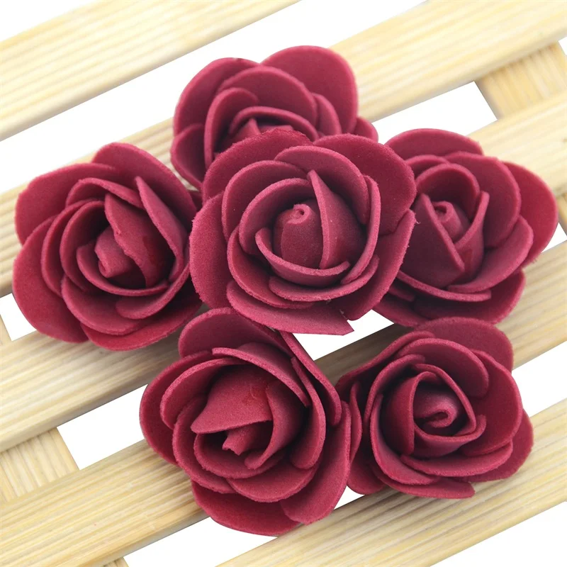 500pcs Mini Artificial PE Foam Rose Flower Head About 3.0cm For Handmade DIY Wedding Home Decoration Party Supplies Wreath Craft