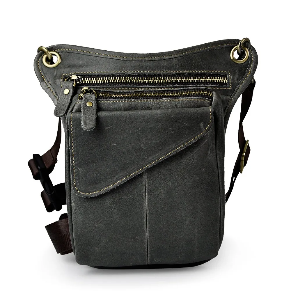 Real Leather Men Multifunction Design Casual Sling Shoulder Messenger Bag Fashion Travel Waist Belt Pack Drop Leg Bag 211-3-g