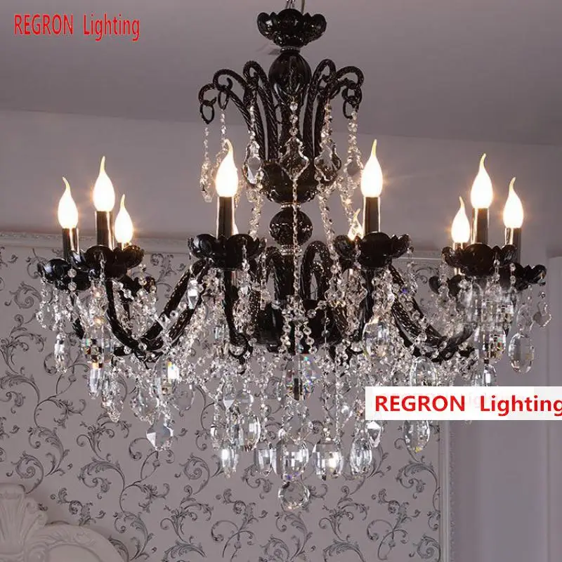 Salon Lounge Led Black Chandelier 6/8 Arm Glass Chandeliers For Dining Room Bedroom Bar Cafe lights Store Vintage Hanging lamp