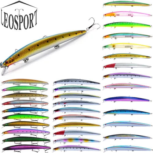 Imagen 2 del producto Mejor venta 1 piezas 18 cm 24g largo pescado Minnow mar cebo de pesca señuelo 3D ojos fuerte ganchos señuelos para pesca en el mar