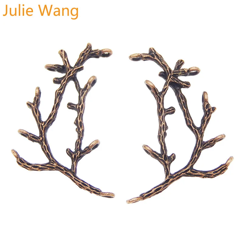 Julie Wang 5pcs Red Copper Mini Charms  Branches Shape  Pendant Handmade Hanging Crafts Accessory Suspension AU35351