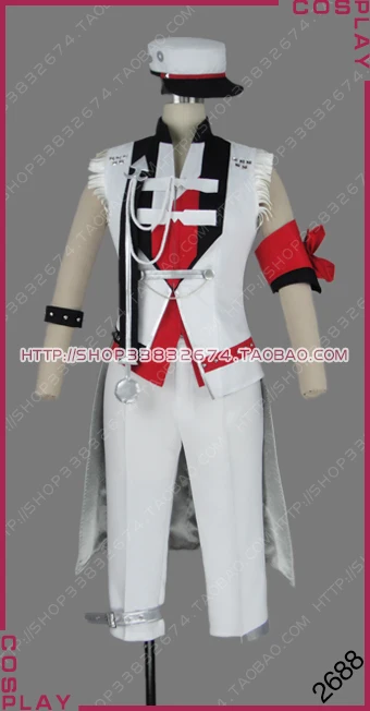 Tsukiuta Procellarum August Haduki You Current Stage White Uniform Cosplay Costume S002