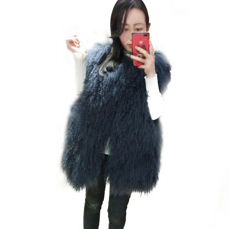 

Women spring autumn winter real mongolian sheep fur vest short medium beach wool fur waistcoat full pelt lambs fur jacket female