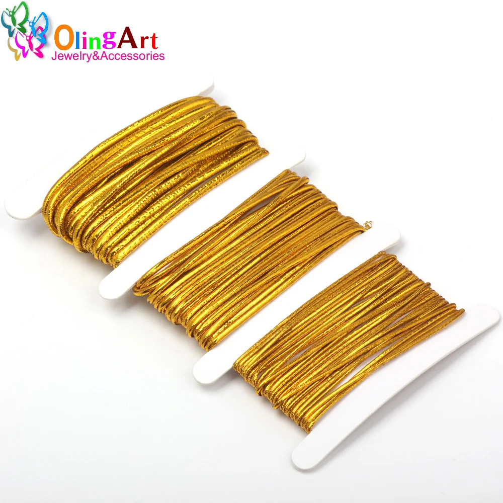 OlingArt 1.0mm/1.5mm/2.0mm 3M/9M Gold /Silver thread color Nylon elastic line Cord Ropes Line Wire DIY Jewelry Making Bracelet