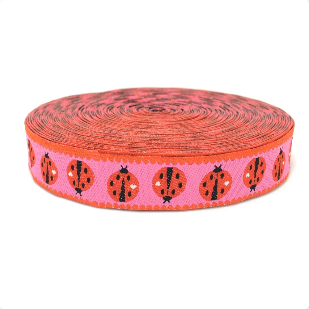 2014 NEW wholesale 5/8 '(16 mmx10yards) 100% Polyester Woven Jacquard Ribbon with red insect