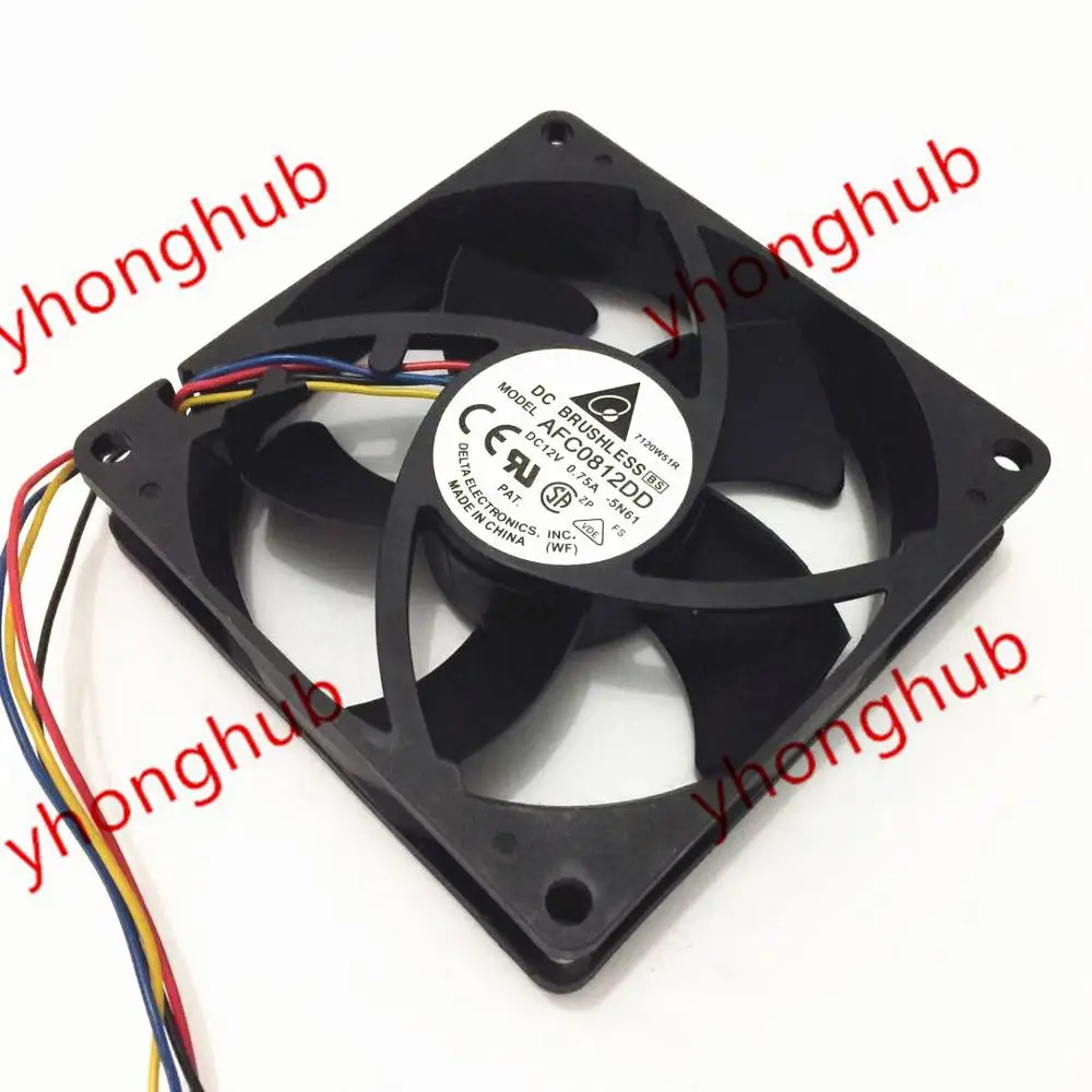 Delta Electronics AFC0812DD 5N61 DC 12V 0.75A 80x80x20mm Server Cooling Fan