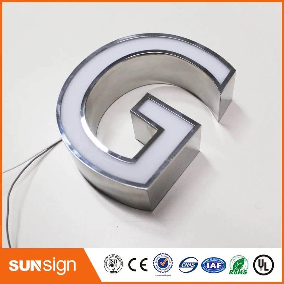 Trim cap kanal brief zeichen custom 3d logo