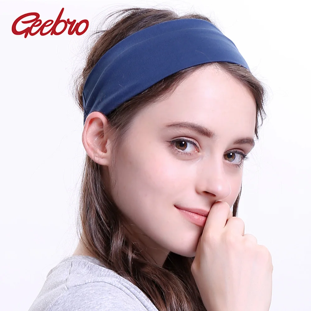 Geebro Women\'s Headband 7 cm Cotton Plain Flat Headbands for Girls Summer Ladies Elastic Stretch Hair Band Drop Shipping